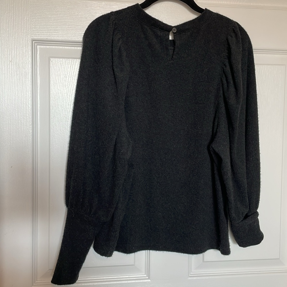 Madewell Sweater Brushed Small Pullover Charcoal Gray Puffy Long Cuffs - Picture 10 of 12